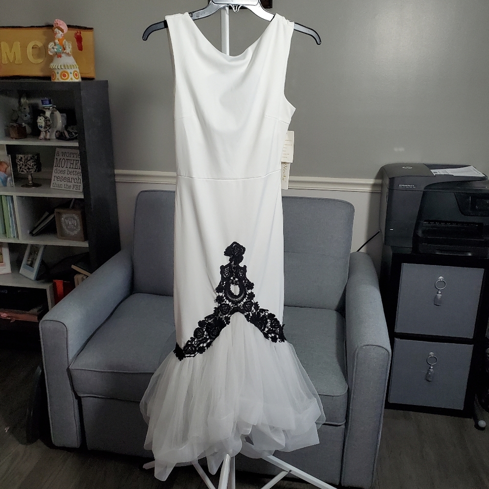 CaiDieNu sheath dress tulle-hem cowl-bac